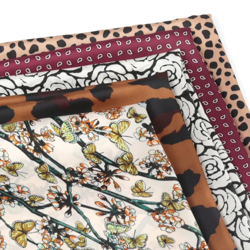 Women's Square Scarf Floral Leopard Print Shawl Hijab Square Scarf Shawl Qme