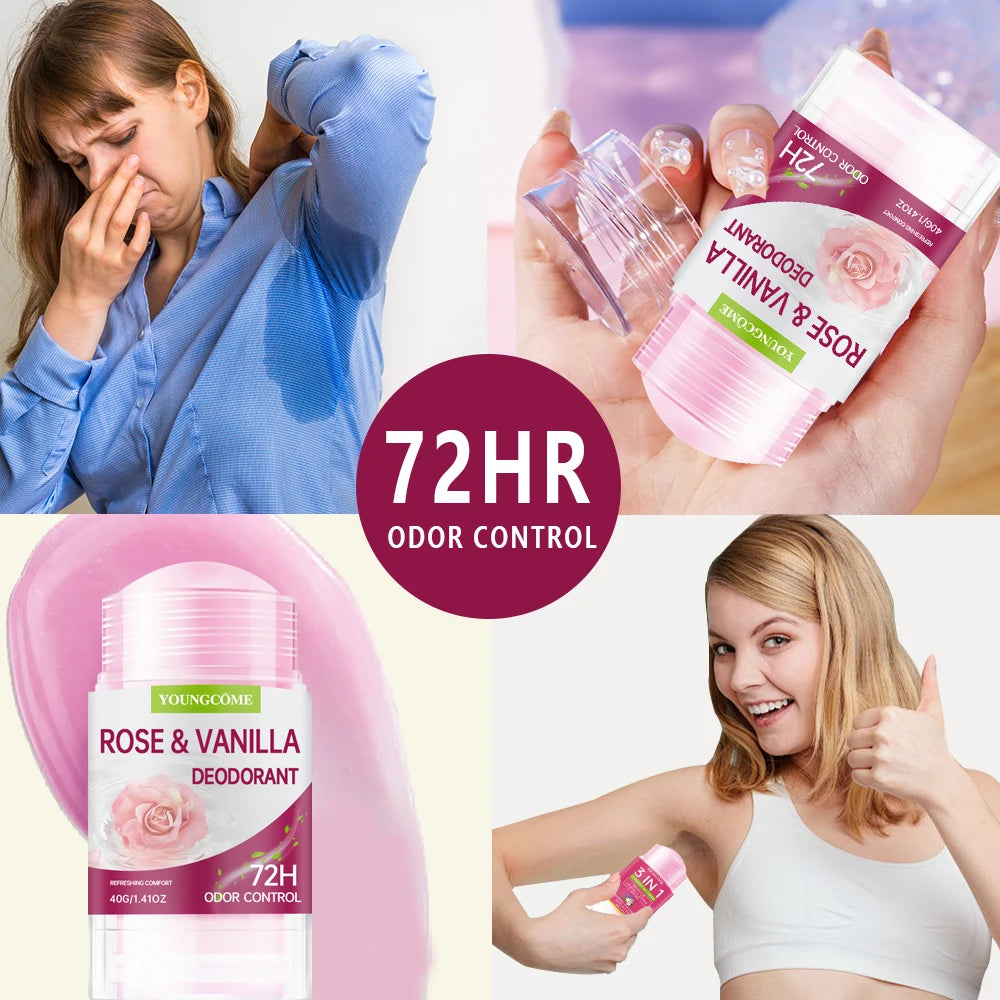 YOUNGCOME Rose & Vanilla Deodorant Stick – Women's Freshness Deodorant Stick Qst