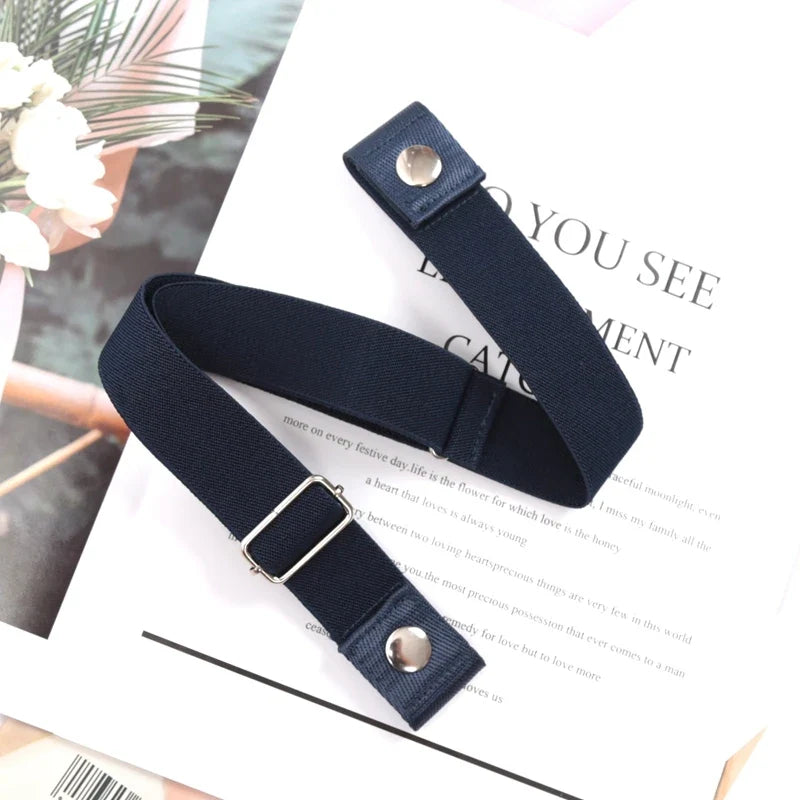 Women's Buckle-Free Elastic Invisible Belt – 29 Colors Elastic Invisible Belt Qme Navy Blue 60-95cm China Mainland