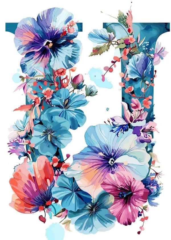Flower Alphabet Wreath Canvas Wall Art – Modern Aesthetic Poster Canvas Wall Art Qst