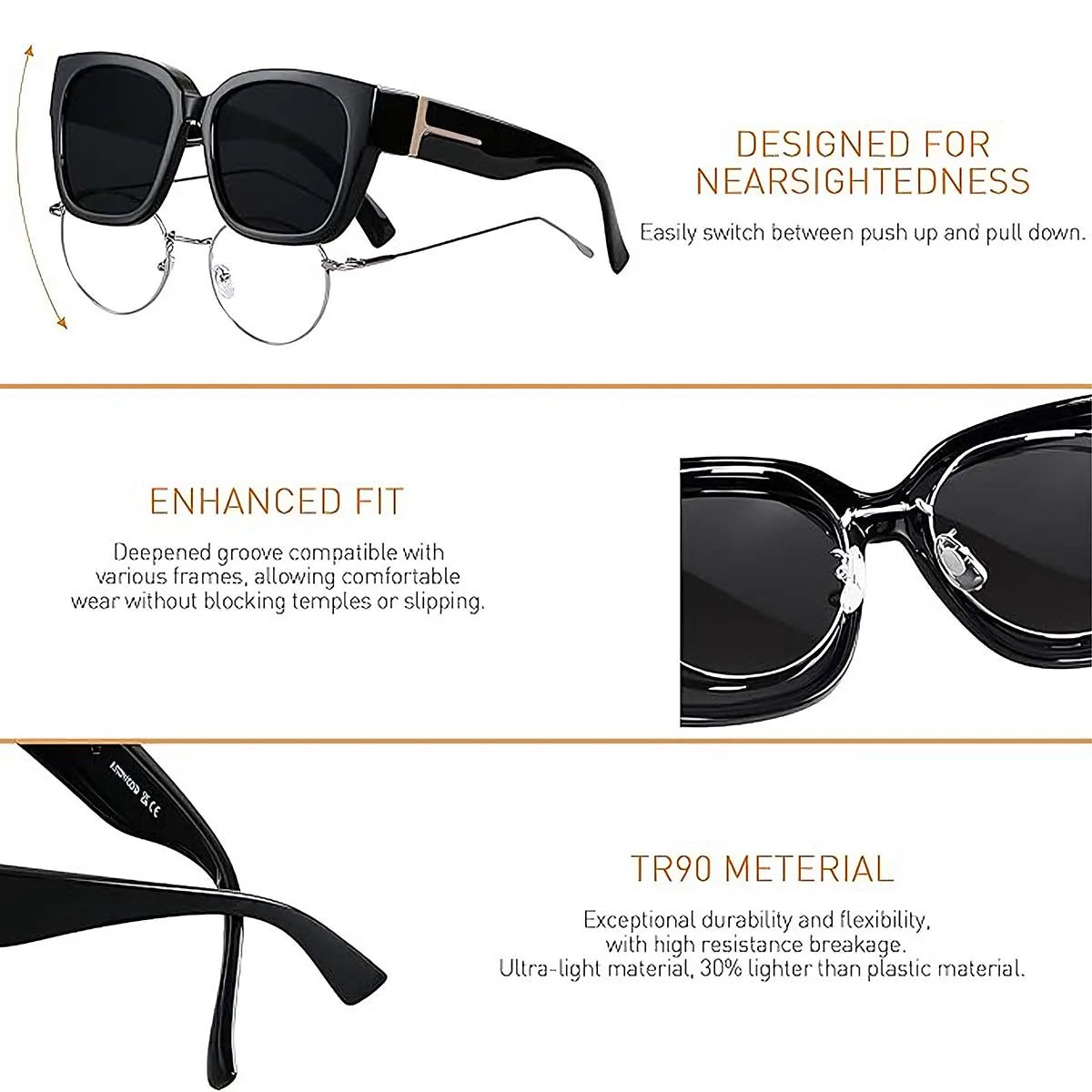 VOPHA Square Fit-Over Sunglasses UV400 Unisex | 1/2/3 Pack Fit-Over Sunglasses Qst