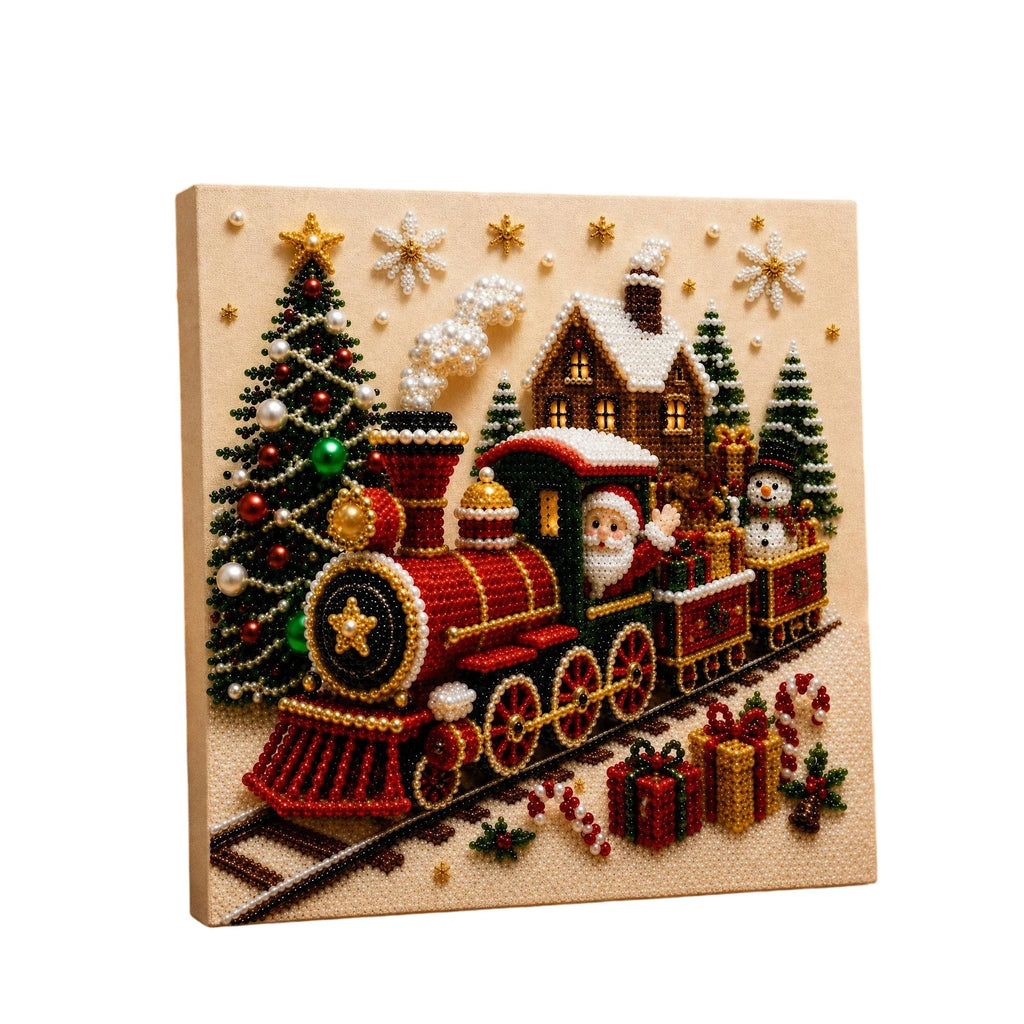 Vintage Christmas DIY Pearl Bead Painting Kit 30×30 in DIY Bead Painting Kit Qme