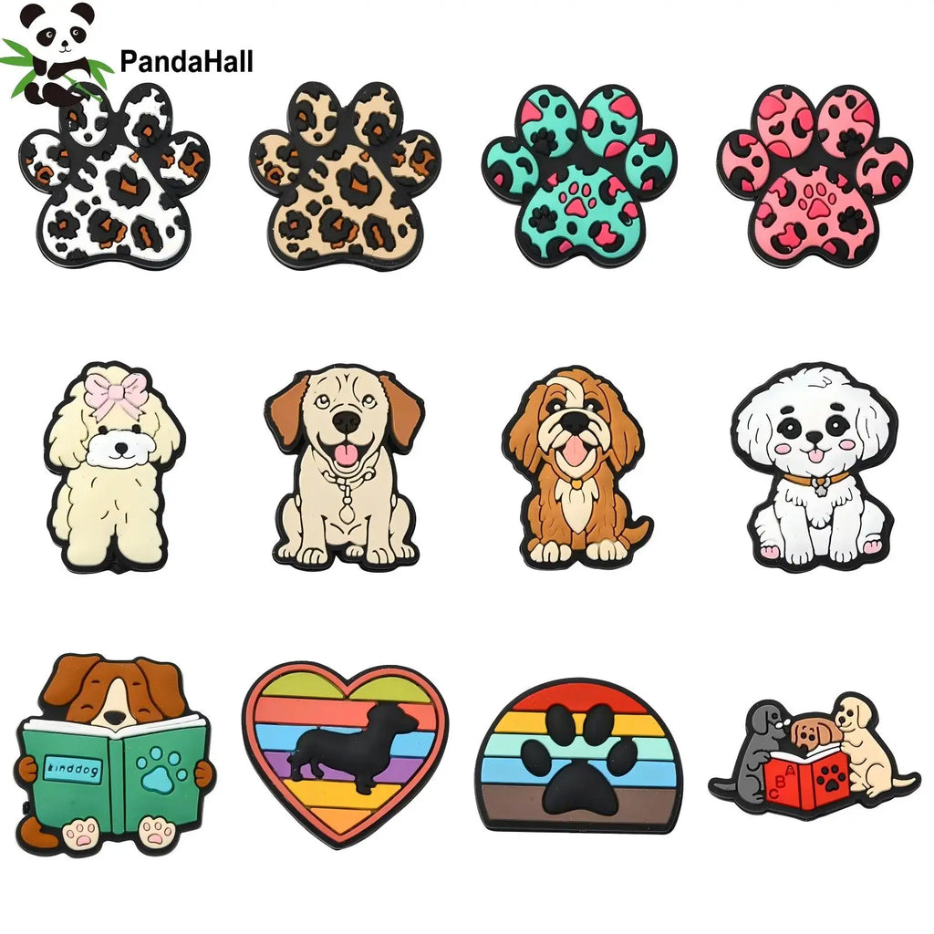 PandaHall Dog Silicone Focal Beads 12pcs – Puppy Paw Craft Beads Silicone Craft Beads Qme Default Title