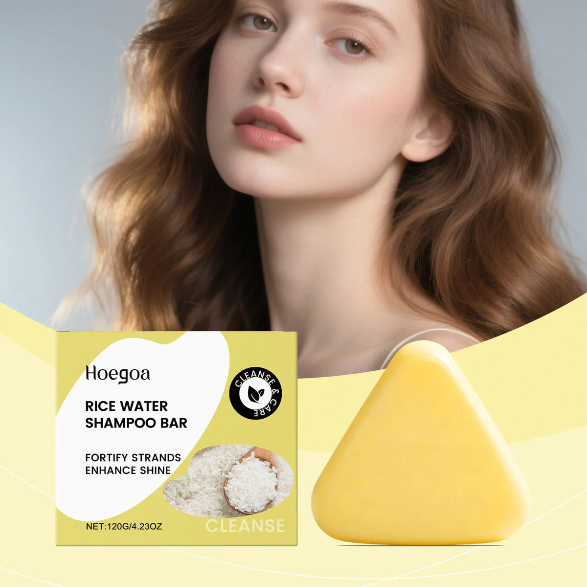 HOEGOA Rice Shampoo Soap Bar – Smooth, Nourish & Strengthen Hair Shampoo Bar Qst
