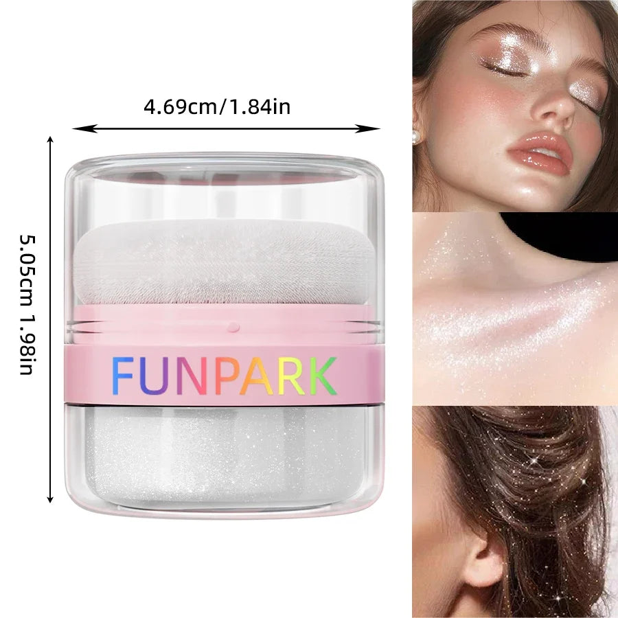 Qme Highlighter Powder with Puff – Face & Body Shimmer Glow Face & Body Highlighter Qme 101