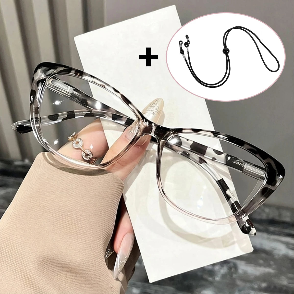 VOPHA Cat-Eye Reading Glasses Anti-Blue Light +1.0–+3.0 L66 Reading Glasses Qst 2.0 Black