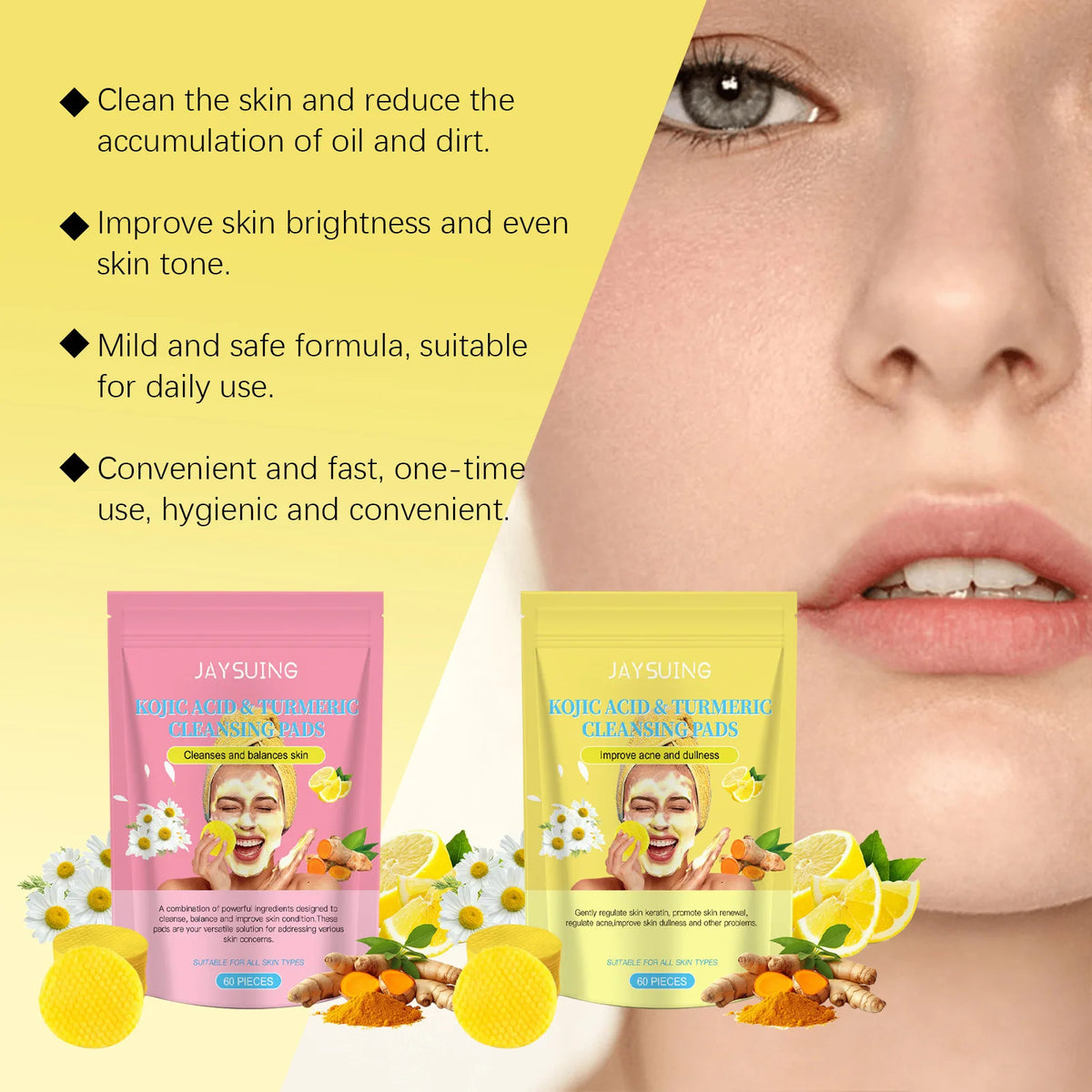 Turmeric Exfoliating Facial Pads – Cleanse & Brighten Skin Exfoliating Facial Pads Qst