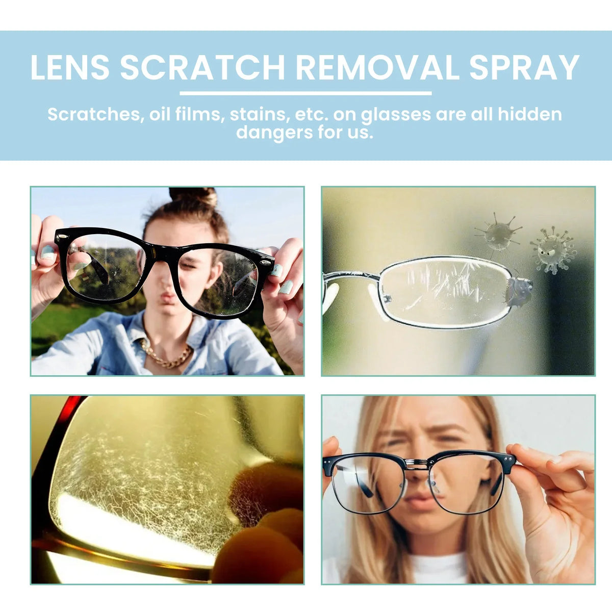 Eyeglass Cleaner Spray – Anti-Fog Lens Cleaner for Glasses Lens Cleaner Spray Qme