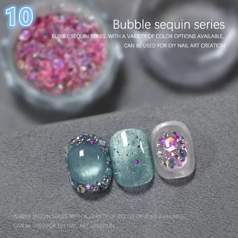Hexagonal Glitter Sequin Nail Art Jar – Bubble & Mixed Glitter Nail Art Glitter Qst 10