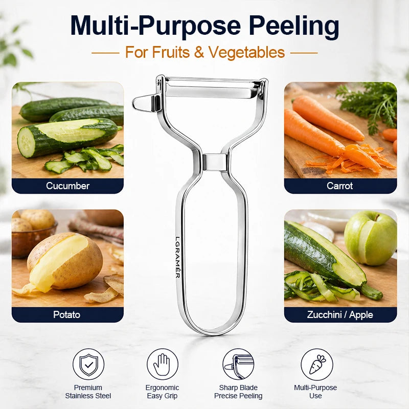 Y Stainless Steel Fruit & Vegetable Peeler – 90° Swivel Blade Vegetable Peeler Qst