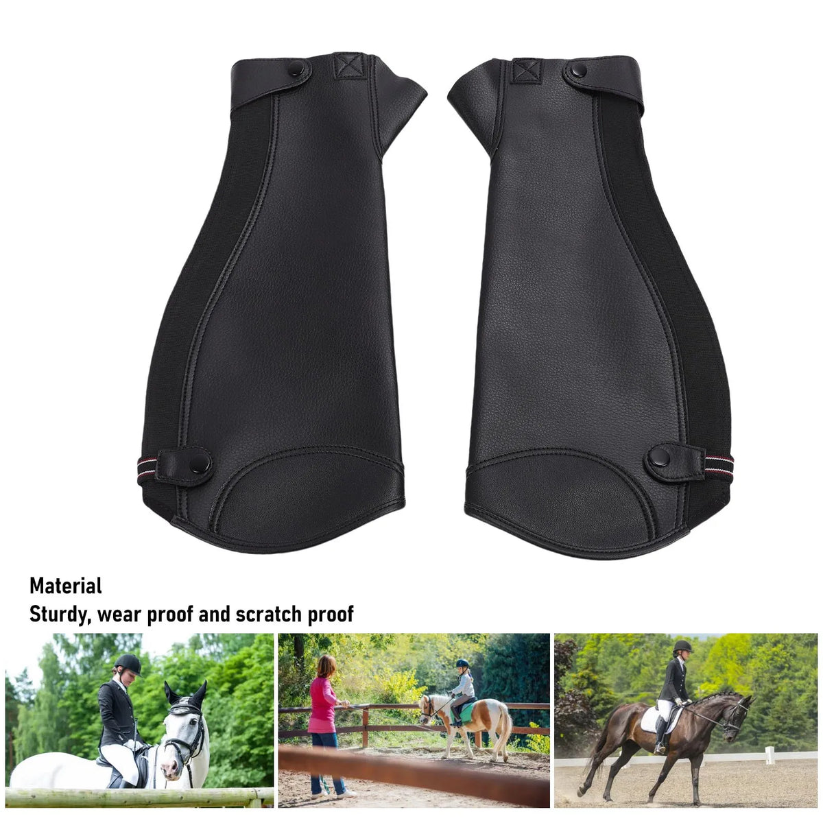 Adult Microfiber Equestrian Half Chaps – Protective Leg Guard Equestrian Half Chaps Qme