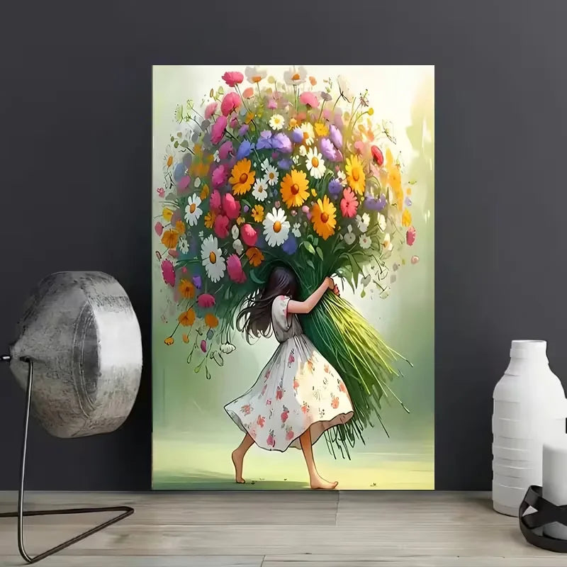 Frameless Canvas Wall Art – Cartoon Girl Print 12x16 Inches Canvas Wall Art Qst