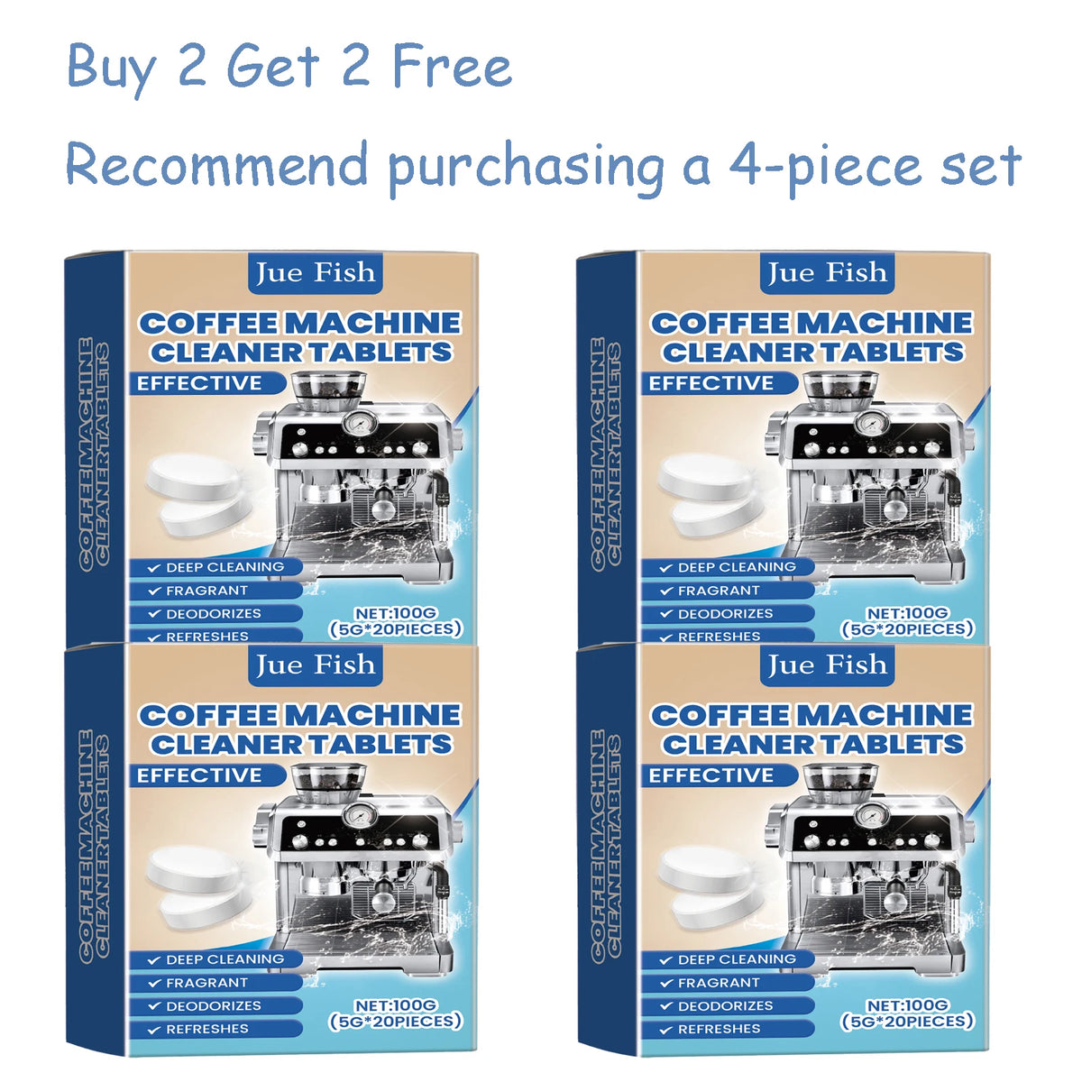 20-Pack Coffee Machine Cleaning Effervescent Tablets Coffee Machine Cleaner Qst 4 boxes