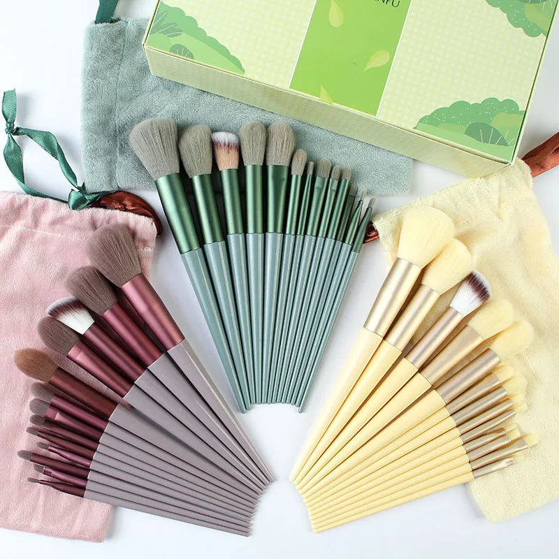 13-Piece Fluffy Soft Makeup Brush Set – Foundation & Blush Makeup Brush Set Qme