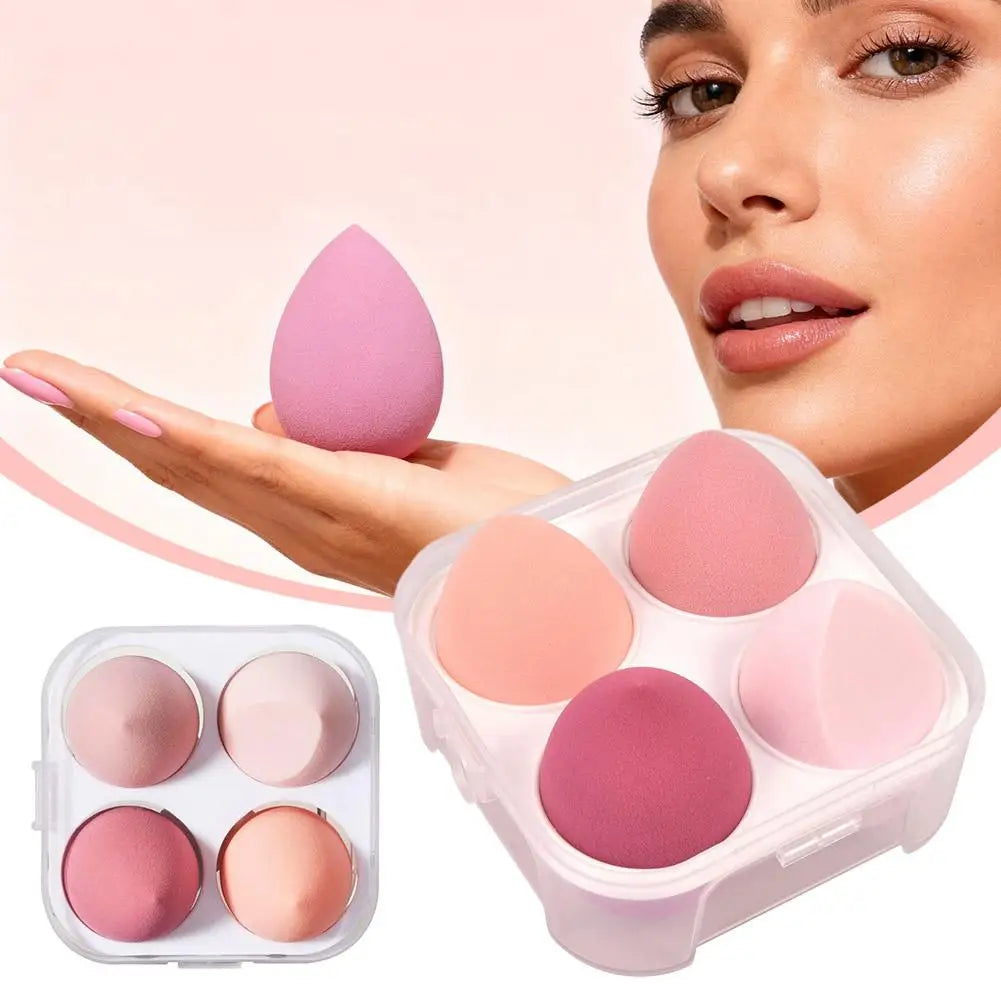 Beauty Egg Makeup Sponge 4-Pc Set with Storage Box | Qme Makeup Sponge Set Qme