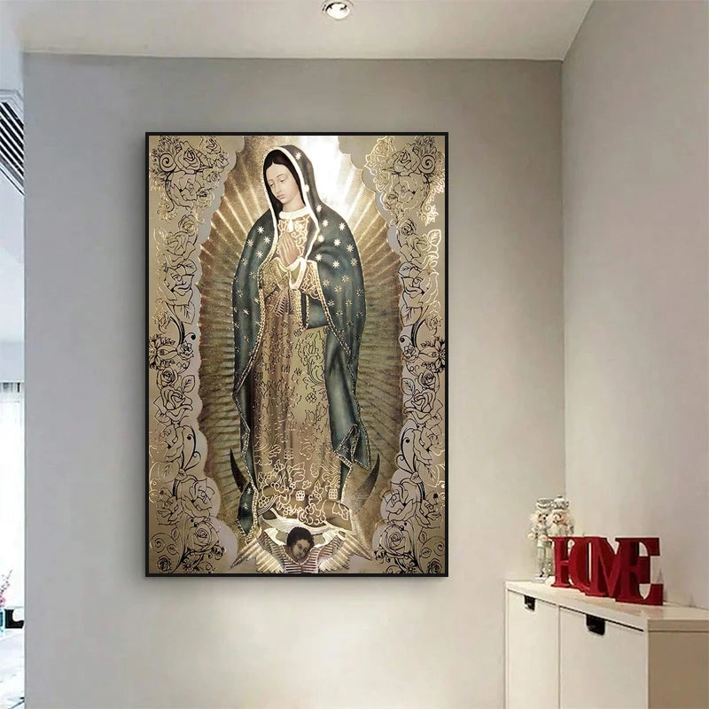 Virgin of Guadalupe Canvas Wall Art – Catholic Home Decor Religious Canvas Print Qst