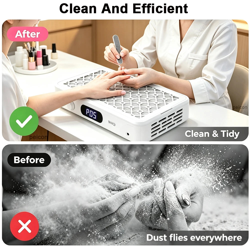 Professional Twin Turbo Nail Dust Collector – 5-Speed Brushless Nail Dust Collector Qst
