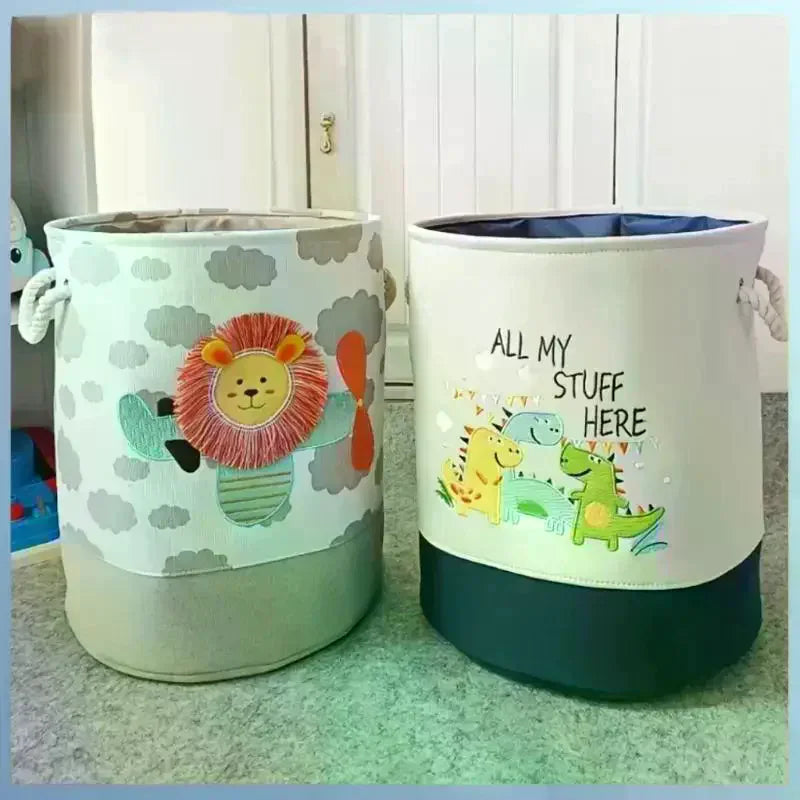 Cute Cartoon Embroidered Storage Baskets – Stackable Storage Basket Qme