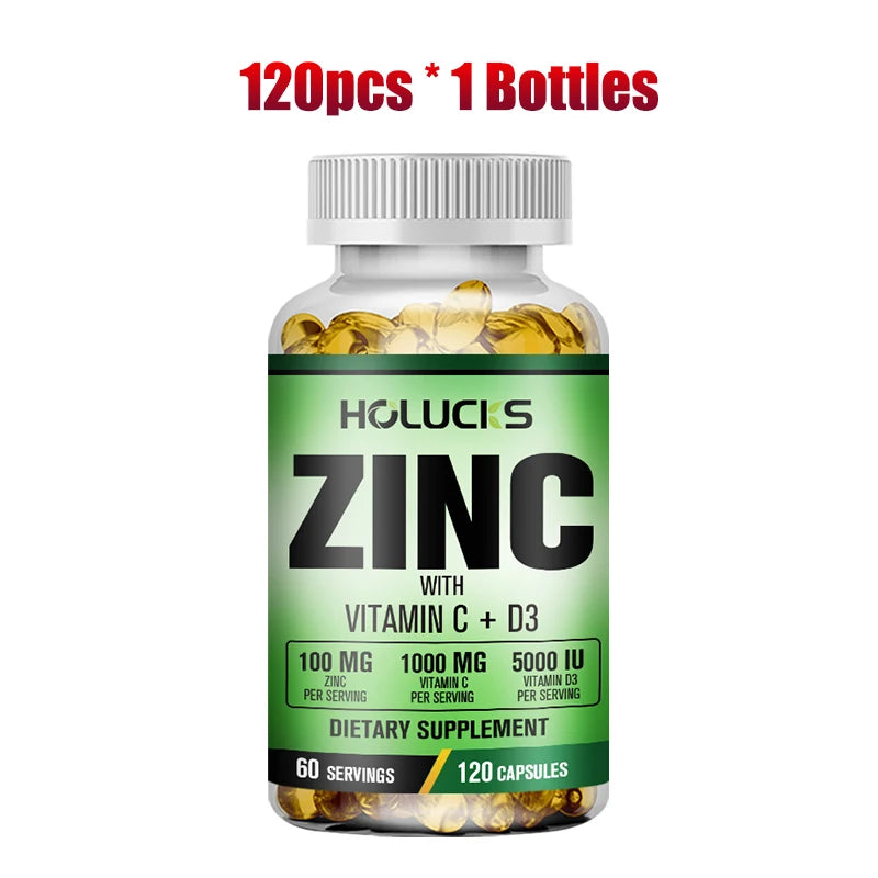Zinc Supplement with Vitamin C & D3 – Immunity & Vitality BOGO Zinc Vitamin Supplement Qst 120pcs