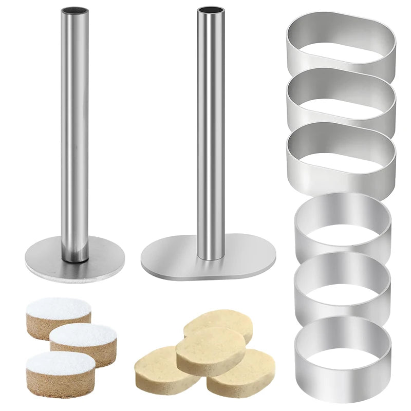 Stainless Steel Polvoron Molder & Pastry Ring Mold with Pusher Pastry Baking Mold Qst