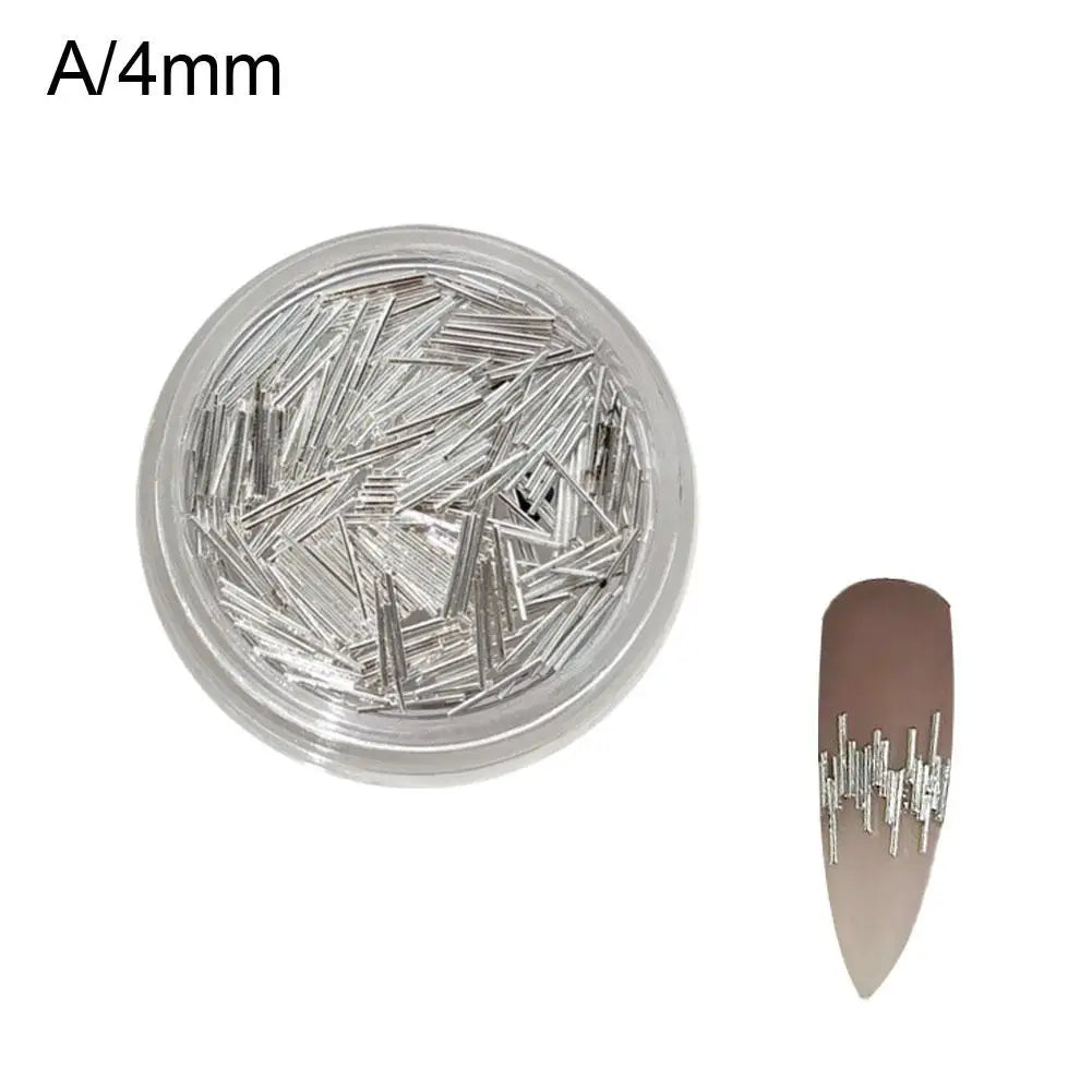 Gloss Silver Metal Strip Nail Art Decorations – Reflective 3D Nail Art Strips Qme 4mm CN