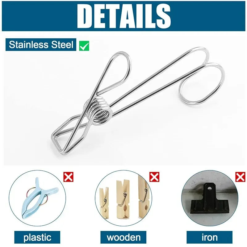 Long Tail Metal Hanging Clothes Clip Hooks – 10 Pack Clothes Clip Hooks Qme