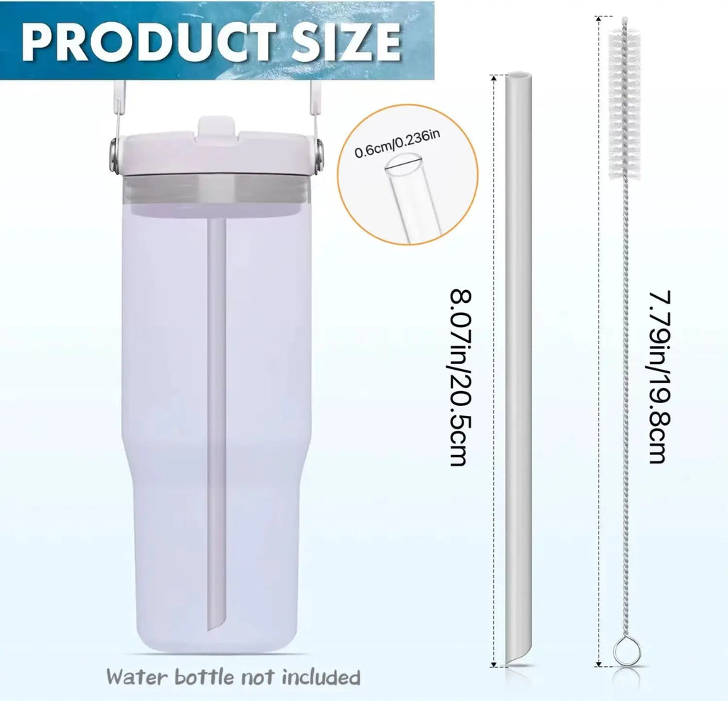 Reusable Straws & Cleaning Brush for Stanley IceFlow 30oz Reusable Straws Set Qme