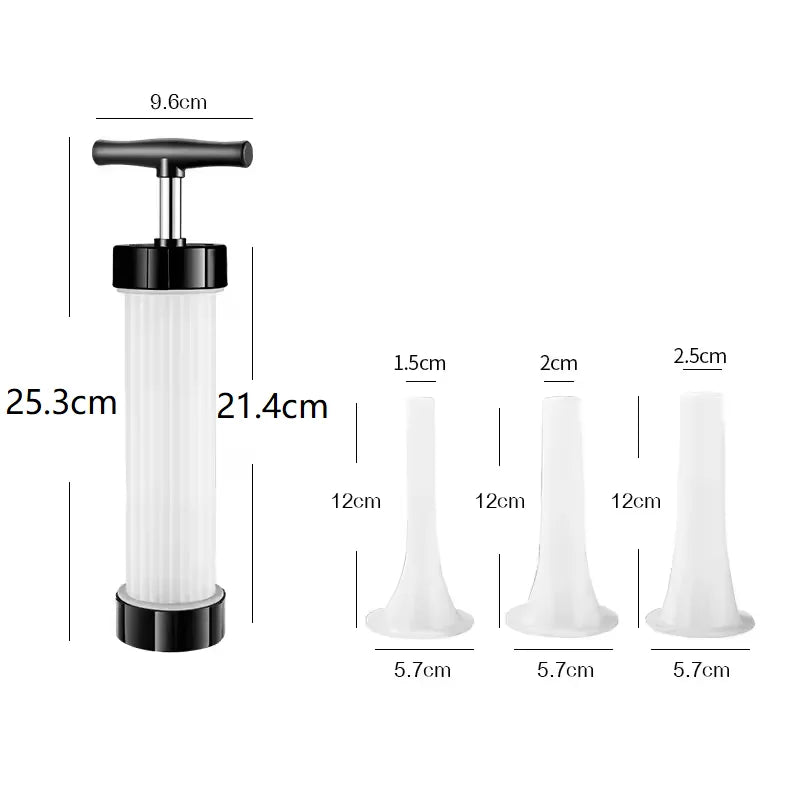 Manual Sausage Stuffer Syringe Kit with 3 Funnels Sausage Stuffer Tool Qst