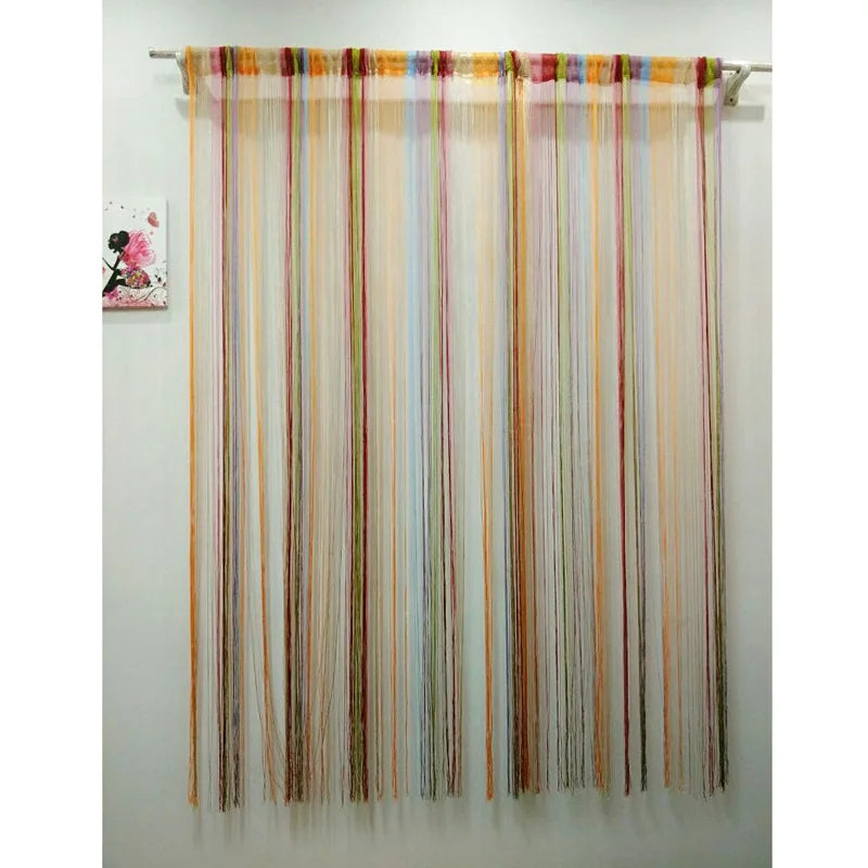 Multicolor String Curtain Wall Panel Fringe Room Divider 100x200cm String Curtain Panel Qme