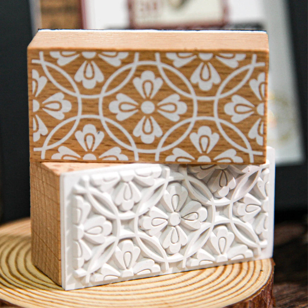 Vintage Wooden Rubber Stamp – Bottle & Flower DIY Craft DIY Craft Stamp Qme