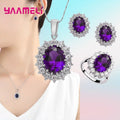 925 Sterling Silver Plated Cubic Zirconia Wedding Jewelry Set Wedding Jewelry Set Qme Purple