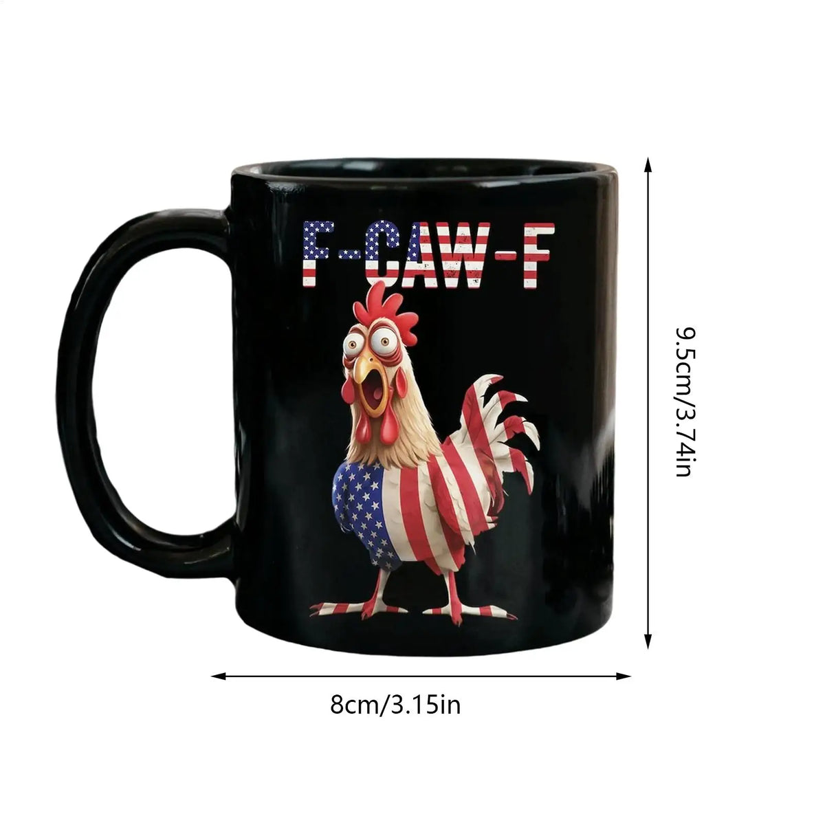 Funny Rooster US Flag Ceramic Coffee Mug – Microwave Safe Novelty Ceramic Mug Qme