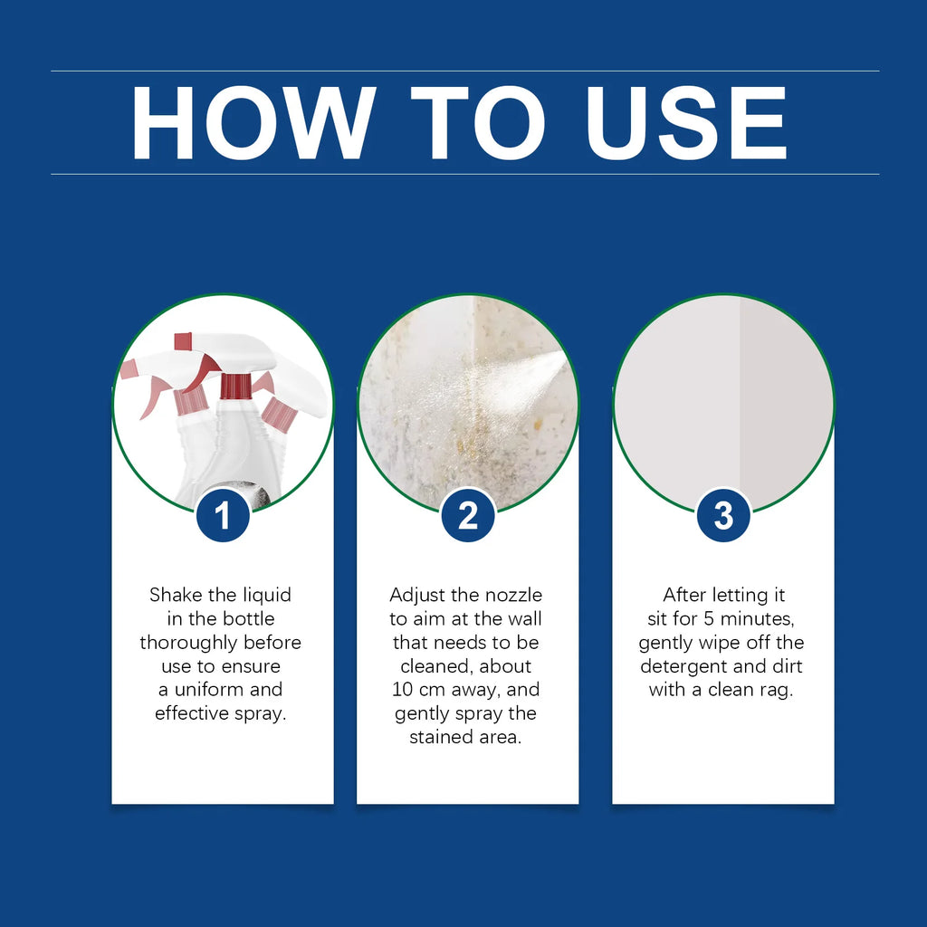 237ml Wall Stain Cleaner Spray – Anti-Mildew & Brightening Wall Cleaning Spray Qst