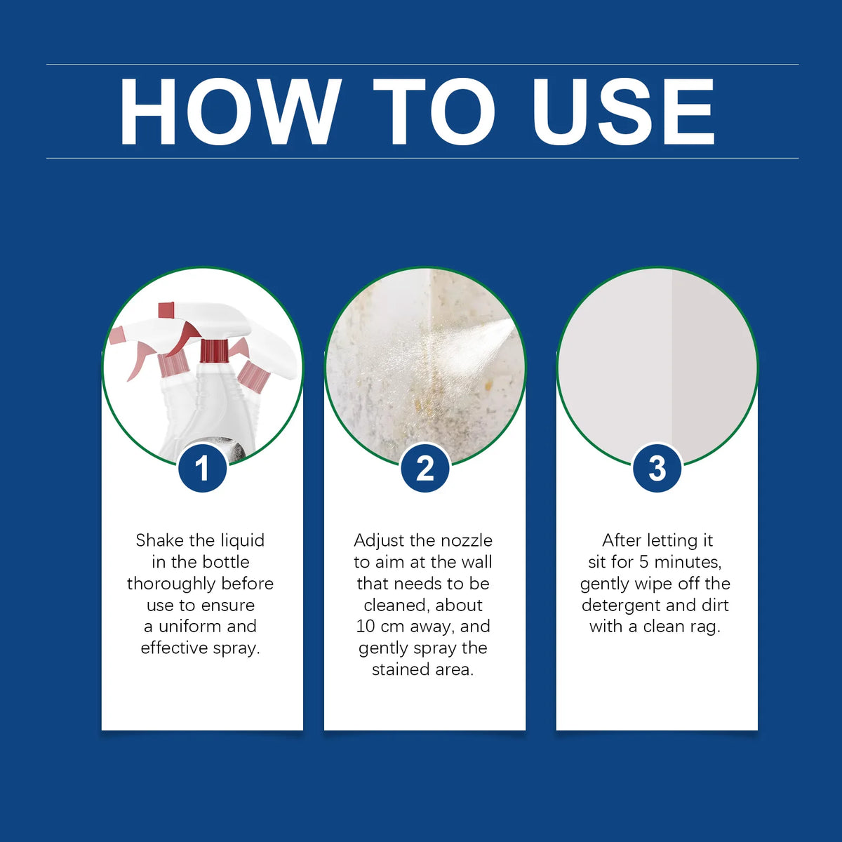 237ml Wall Stain Cleaner Spray – Anti-Mildew & Brightening Wall Cleaning Spray Qst