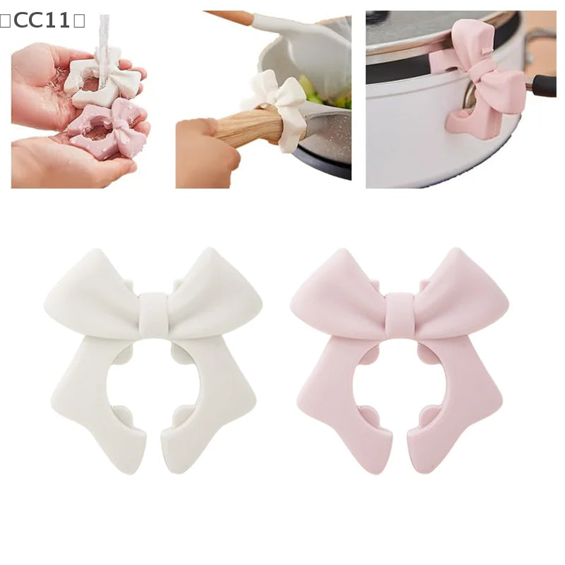 Silicone Bow Spoon Rest & Spatula Holder – Heat Safe Silicone Spoon Rest Qme