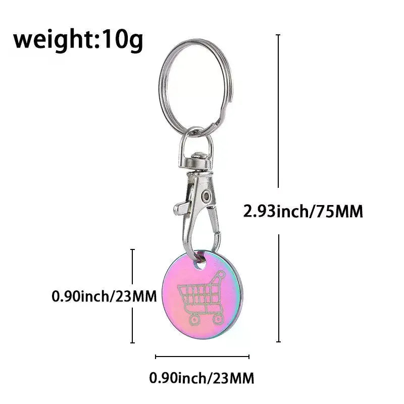 Mini Shopping Cart Token Keychain – Stainless Steel, 5 Colors Token Keychain Qme