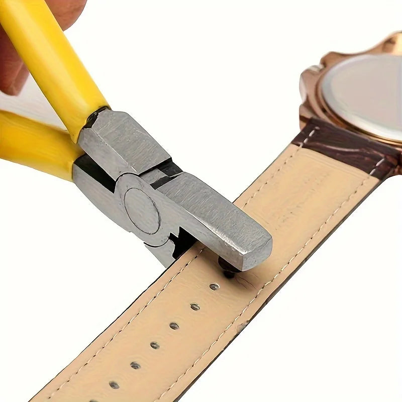 Manual Leather Hole Punch Tool – Ergonomic Yellow Handle Leather Hole Punch Qme