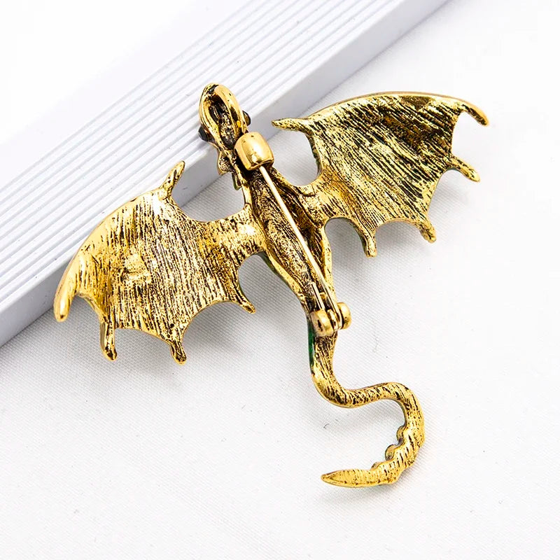Enamel Dragon Brooch – Rhinestone Legend Animal Pin Enamel Brooch Pin Qme