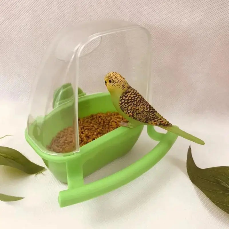 Clear Hanging Bird Cage Feeder Bowl with Stand | 3 Colors Bird Cage Feeder Qme