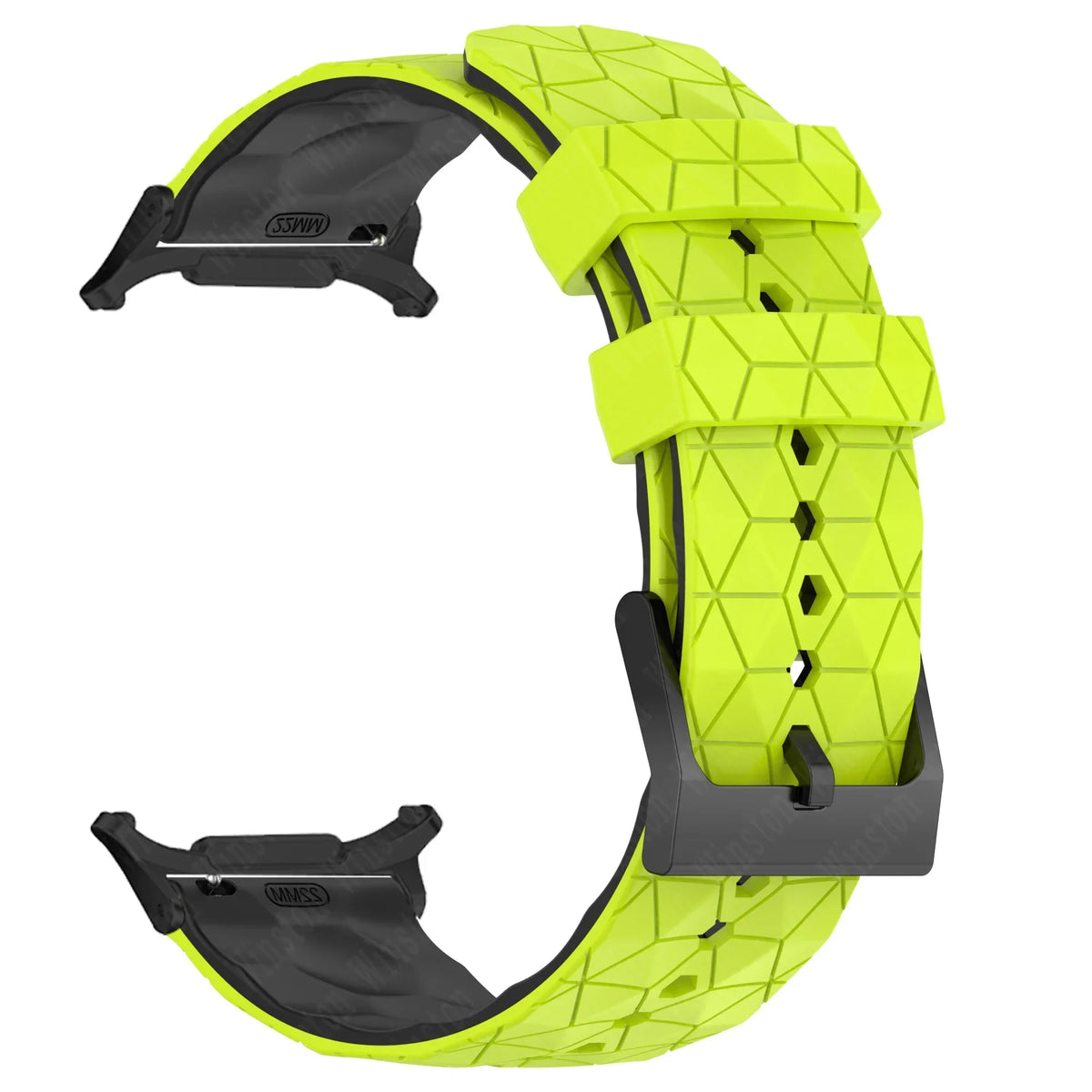 Silicone Sport Strap for Samsung Galaxy Watch 7 Ultra – 40 Colors Silicone Watch Strap Qme Lime Black-B Galaxy Watch 7 Ultra