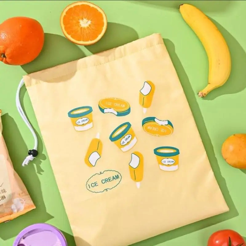 Reusable Fruit & Vegetable Insulated Fresh-Keeping Drawstring Bags Food Storage Bags Qst