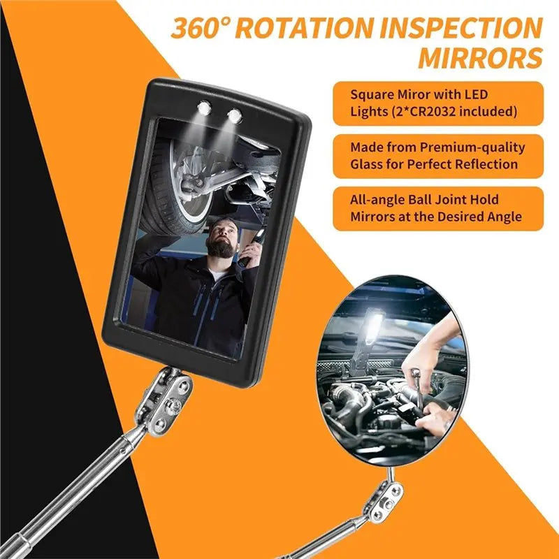 Telescoping LED Inspection Mirror & Magnetic Pickup Tool Set Inspection Tool Set Qme