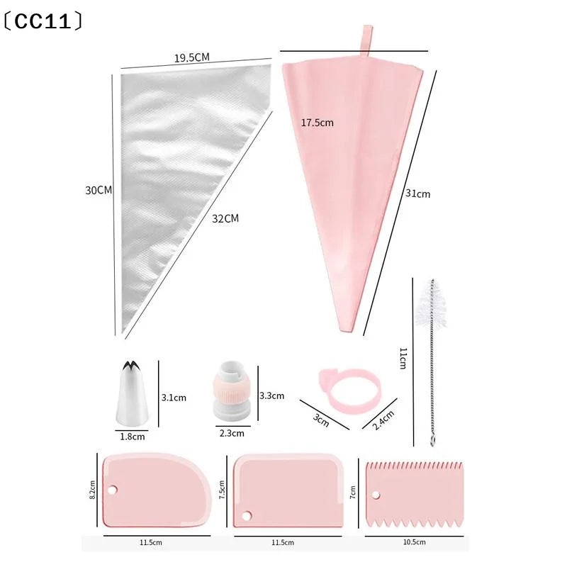 40-Pc Reusable Piping Bags & Stainless Steel Nozzle Tips Set Cake Decorating Set Qme