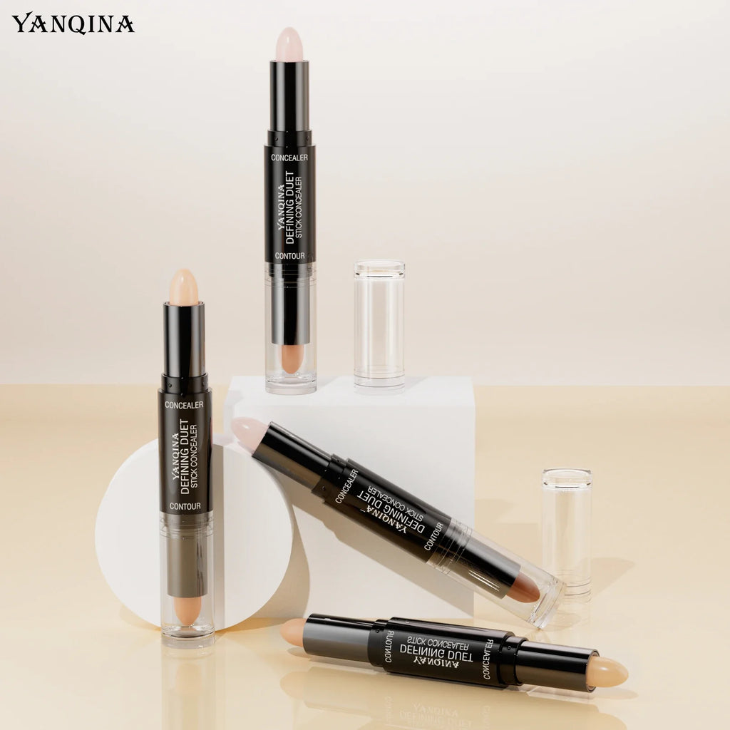 Dual-Ended Matte Highlight & Contour Stick | 3D Face Sculpting Contour Highlight Stick Qme
