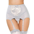Mesh Lace Suspender Belt & Garter Set – Adjustable Straps Lace Garter Set Qme GRAY M