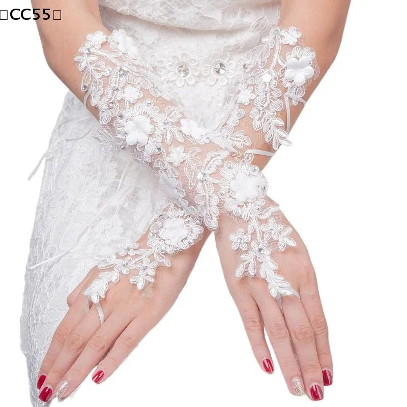 Lace Wedding Gloves Short & Long – Elegant Bridal Floral Bridal Lace Gloves Qst