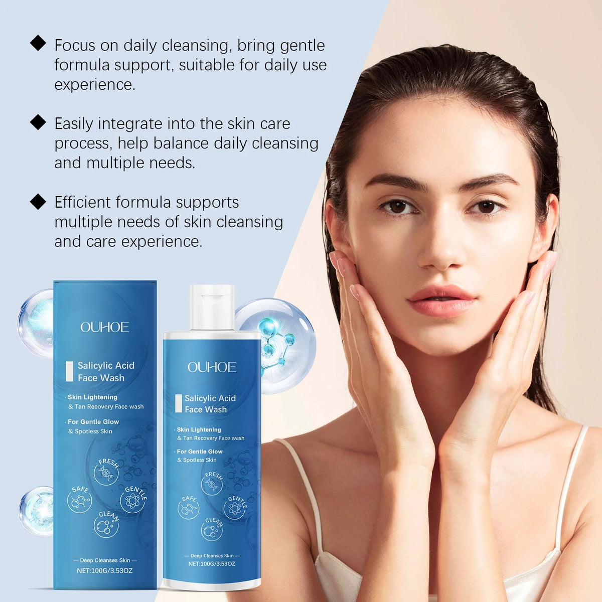 Salicylic Acid Facial Cleanser – Oil Control Moisturizing Face Wash Facial Cleanser Qme