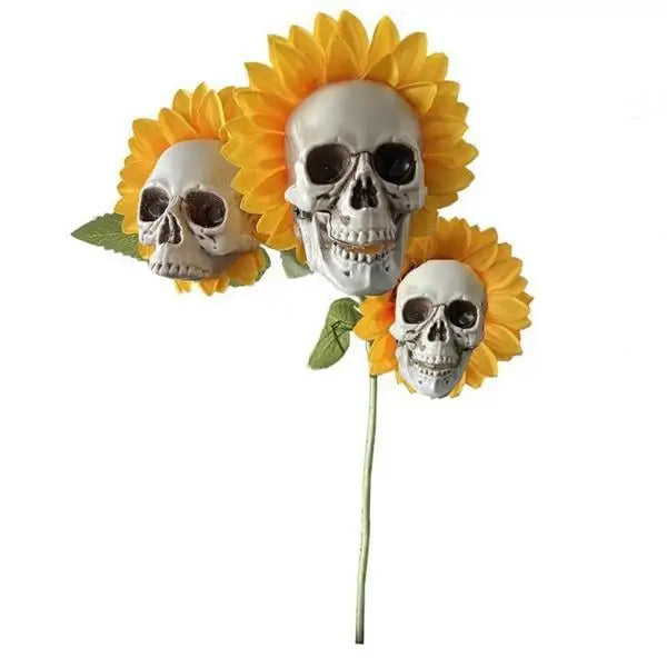 Skull Sunflower Garden Stake – Halloween Yard Decoration Halloween Garden Stake Qme C