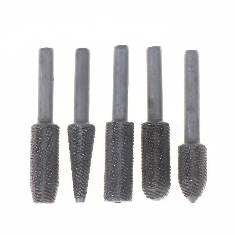 5-Pc Wood Carving Rotary Rasp Drill Bit File Set – Steel Rotary Rasp Bit Set Qme A