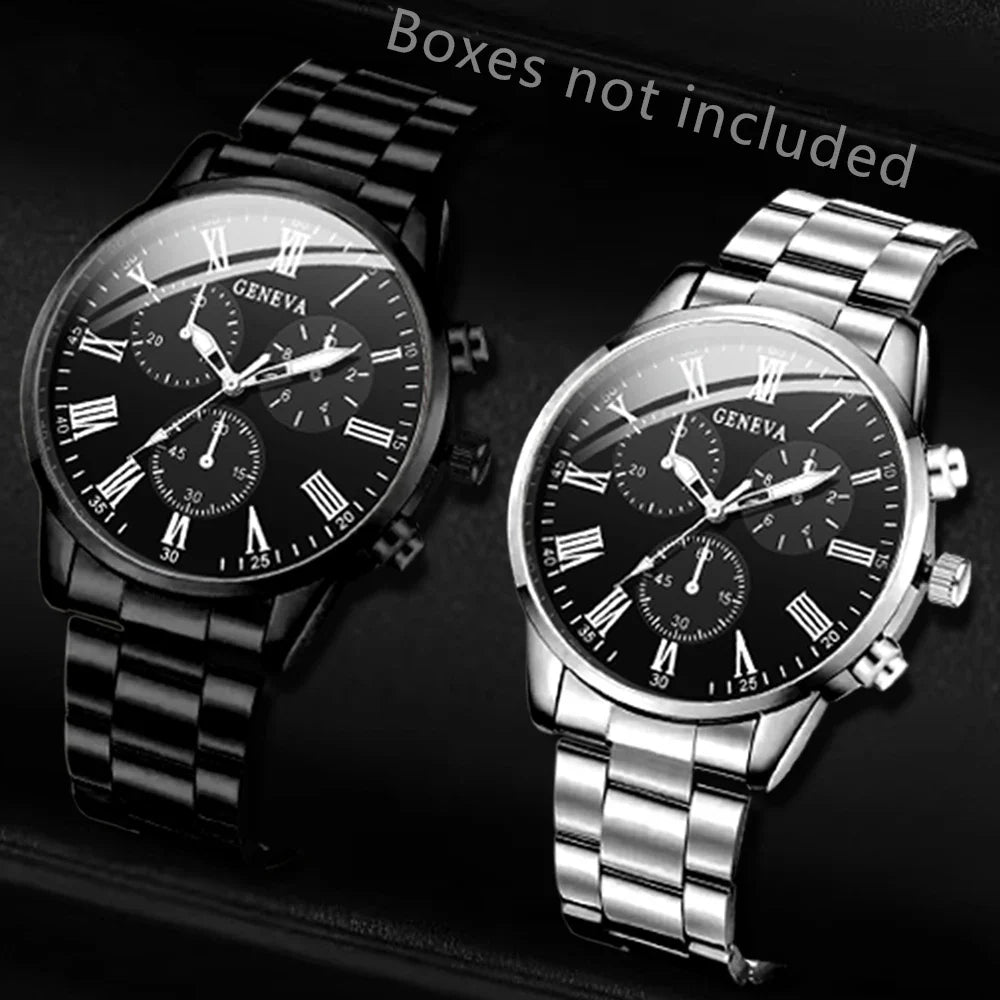 Men's Business Fashion Quartz Watch – Daily Style Essential Men's Quartz Watch Qme 2pcs